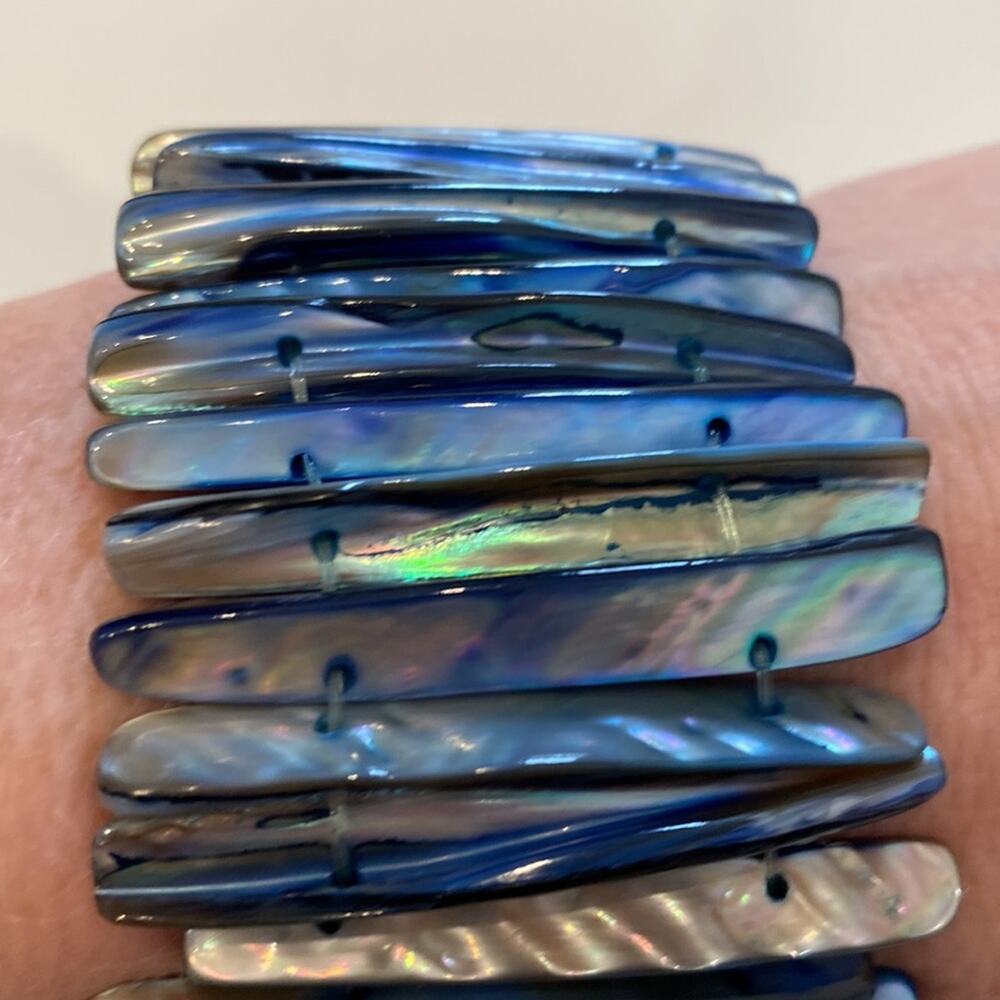Abalone Shell Bracelet Stretchy One Size Multicol… - image 4